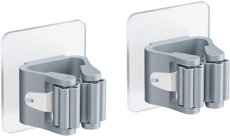 2 Stück Besenhalter zur Wandmontage, Wandmontierter Besenhalter Selbstklebender Mopphalter, Geeignet für Küche, Bad, Gar...