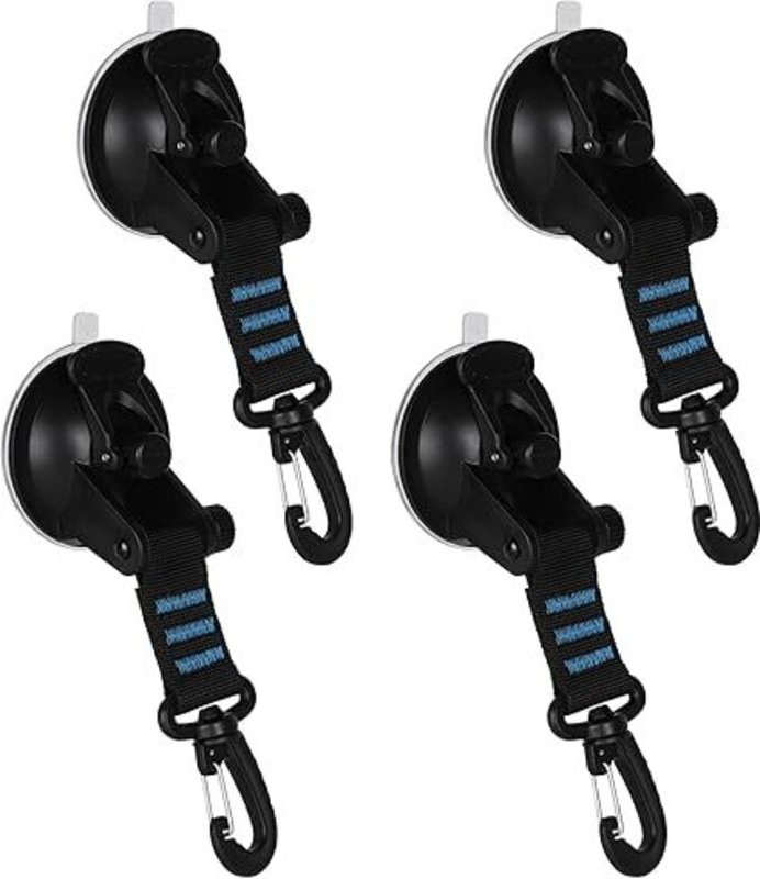 Saugnapf-Anker, 4 Stück blaue, leistungsstarke Saugnapfhaken mit Zurrhakenbefestigung, für Campingzelte, Autos, Boote, Z...