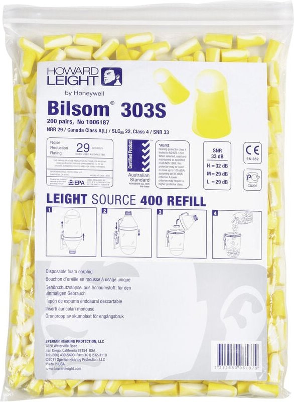 1006187 303S Gehörschutzstöpsel Nachfüllpackung 33 dB einweg en 352-2 200 Paar - Bilsom