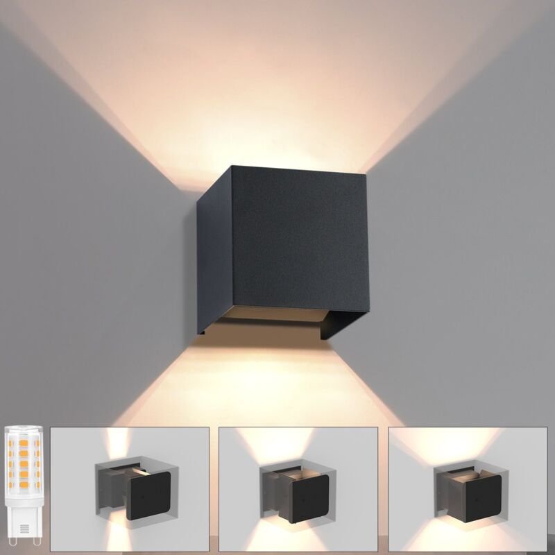 Led Wandleuchte Aussen Wandlampe: Außenwandleuchte Innen Schwarz Lampe Up Down Wand Leuchten Modern Außenlampe IP65 Wass...