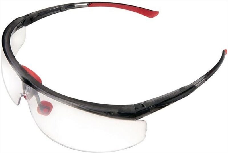 Schutzbrille Adaptec en 166-1FT Bügel schwarz/rot, Scheibe klar