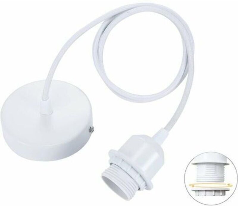 E27-Pendelleuchte mit Schraubring, 100 cm langes, verstellbares Textilkabel, passender Lampenschirm, ideale Fassung für ...