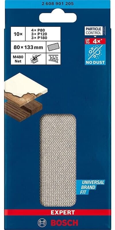 Accessories expert M480 2608901205 Schleifnetz-Set gelocht Körnung (num) 80, 80, 80, 80, 120, - Bosch