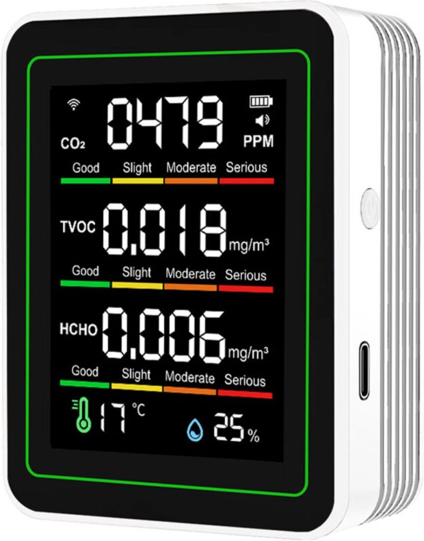 Monitor della qualità dell'aria interna con WiFi, tester intelligente portatile 5 in 1 dotato di sensore a infrarossi ND...