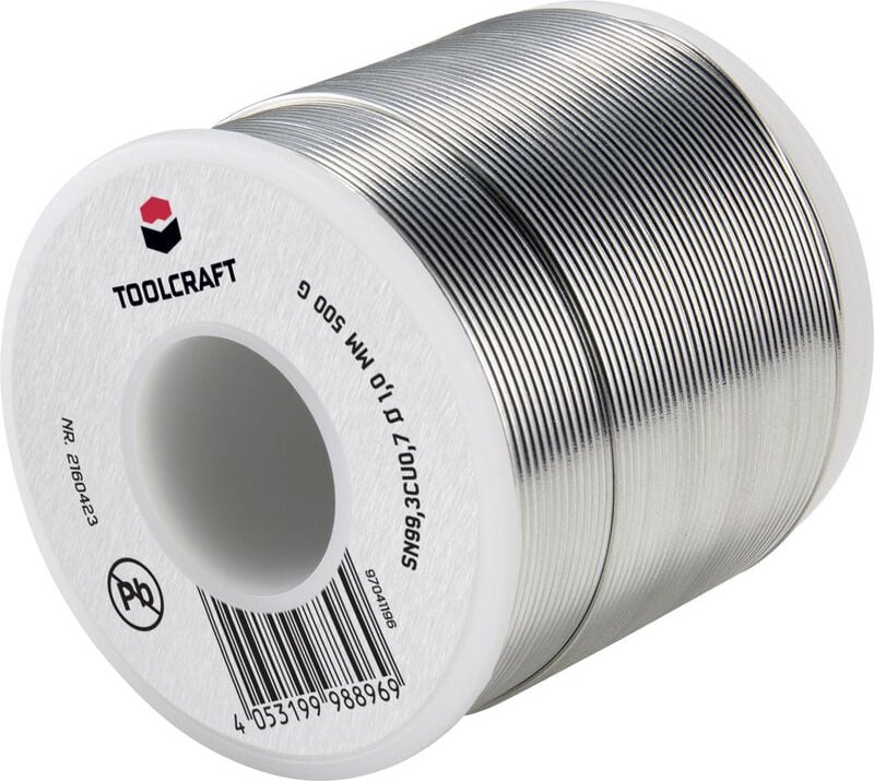 Toolcraft - Lötzinn, bleifrei Spule Sn99,3Cu0,7 ROL1 500 g 1 mm