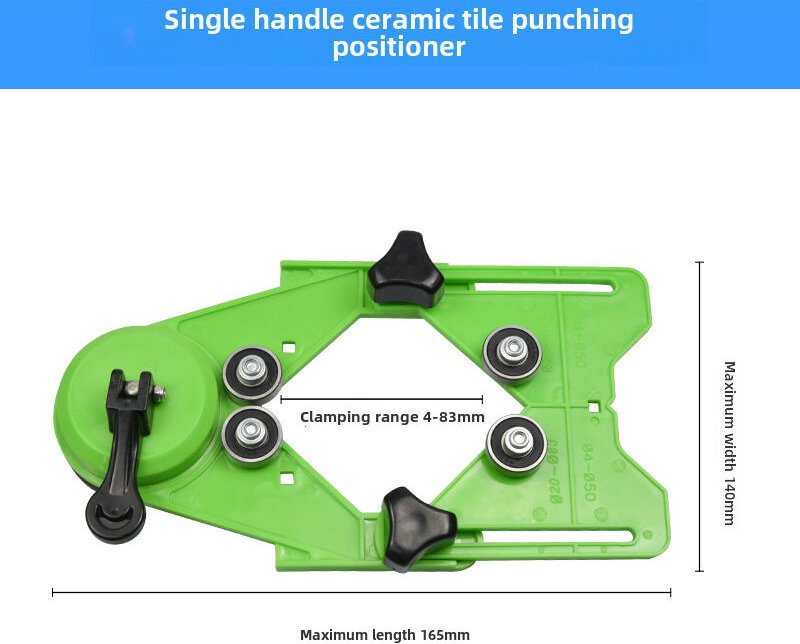 Localizzatore di fori per piastrelle a impugnatura singola, strumento ausiliario con punta da trapano multifunzione, ven...