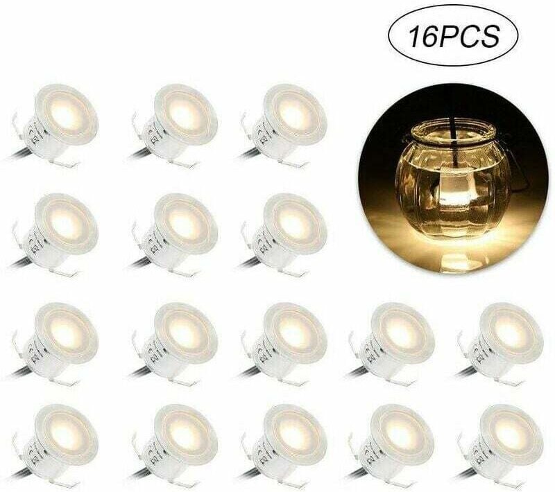 16er-Set Mini-LED-Einbaustrahler IP67 wasserdicht, warmweiß, ø 33 mm, Außenstrahler für Terrasse, Terrassenbeleuchtung f...