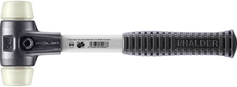 SIMPLEX-Schonhammer, Nylon mit verstärktem Tempergussgehäuse und Fiberglasstiel D=40 mm 3708.040