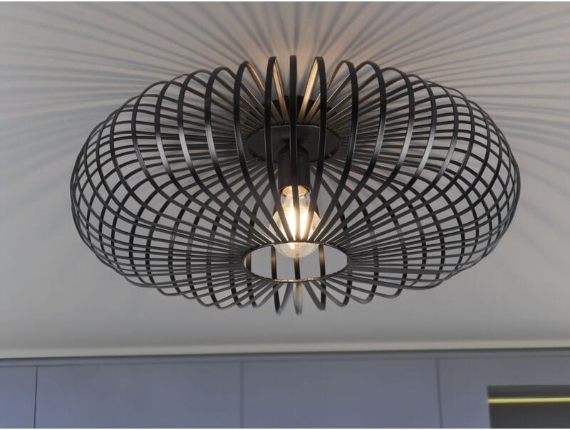 Led Deckenleuchte Gitter Lampenschirm Metall in Schwarz, ø 50cm