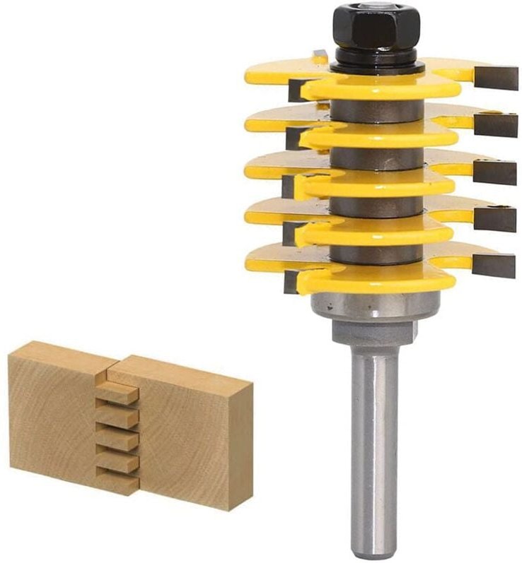 Stapelbarer Schlitzfräser, 8 mm Schaft, 1/2 Zoll Schnitttiefe, verstellbares Fräszahnwerkzeug, 3 Zähne, T-förmiger Holzs...