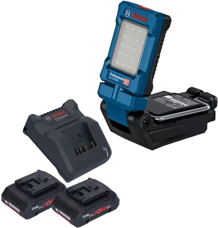 Bosch gli 18V-800 Professional Akku Leuchte 18 v 800 lm + 2x ProCORE Akku 4,0 Ah + Ladegerät