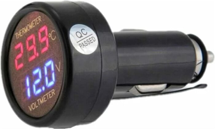 Fitags - 2-in-1 Voltmeter und Thermometer, digitales Autobatterie-Spannungsmessgerät, Temperaturanzeige, Monitor, Tester...