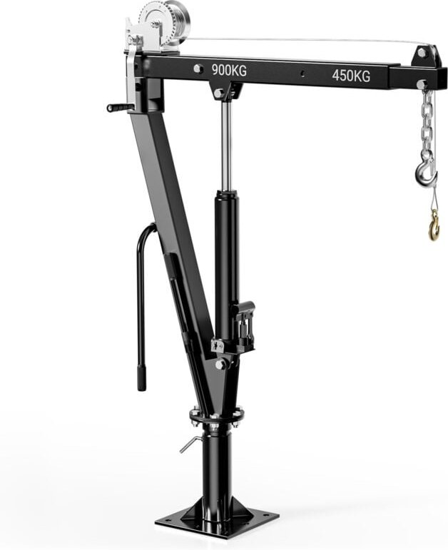 Pickup Kran Ladekran 1800 mm Höhe, 900 kg Traglast und 360° Drehkranz, Seilwinde, massiver Standfuß zur Bodenmontage, We...