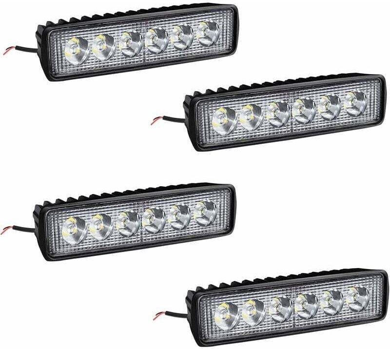 4 x 18W led phares de travail barre lumineuse phare de travail - led feux auxiliaires IP67 aluminium pour réflecteur tra...