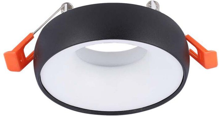 V-tac - Runder schwarzer GU10-LED-Einbaustrahlerhalter mit weißem Reflektor, abgewinkelte Montage