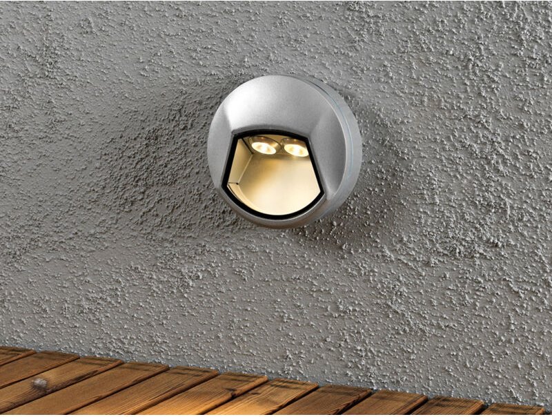 Konstsmide - led Außenwandleuchte / Wandaufbauleuchte chieri rund, ø 14cm, Alu grau, IP44