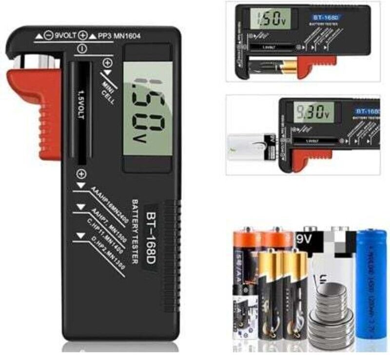 Digitaler Batterietester, universeller Batterietester, Batterietester für AA-, AAA-, C-, D-, PP3-, 9V-, 1,5V-Knopfzellen...