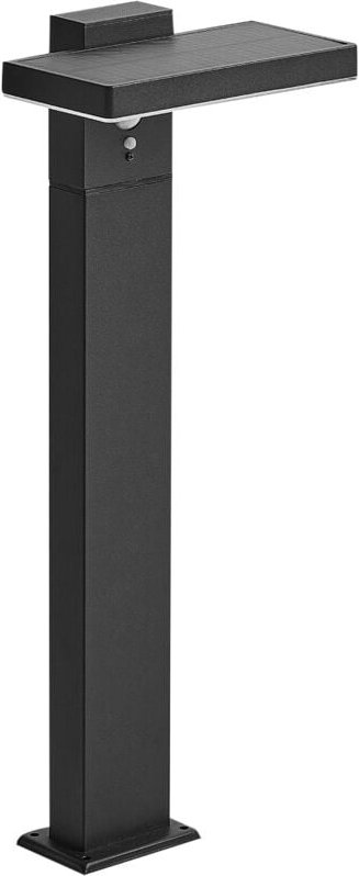 Solar LED-Pollerleuchte Schwarz Aluminium 50 cm Hoch Modern mit Montageplatte Outdoor Garten Einfahrt Beleuchtung Außenl...