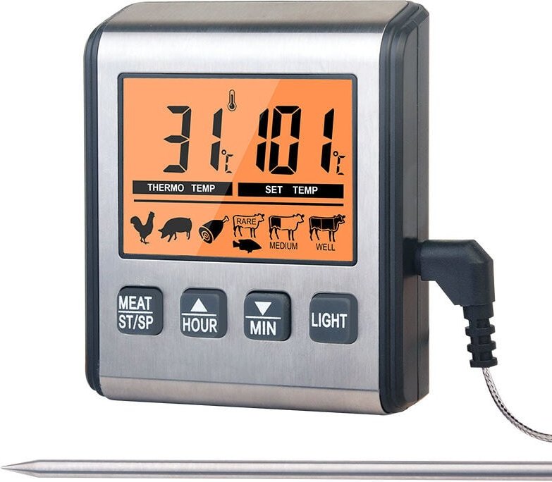 Digitales Fleischthermometer mit großem Display mit Hintergrundbeleuchtung, ultraschnell für die Küche im Innen- und Auß...