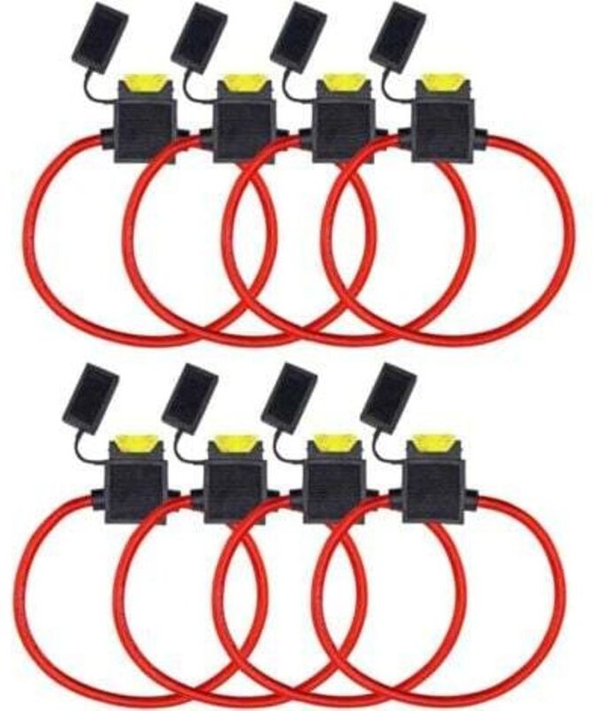 Packung 12 V wasserdichter Sicherungshalter 14 AWG 20 Ampere Auto-Kfz-Motor-Flachsicherung (mittlere Größe)
