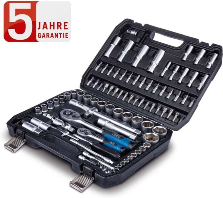 Werkzeugkoffer TB97, 94-tlg. Steckschlüssel Einsätze Bits Bitadapter - Scheppach