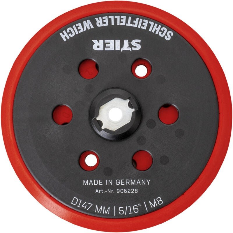Schleifteller Stützteller weich D147mm 5/16" M8 für Exzenterschleifer, 150 mm, mit klett - Stier