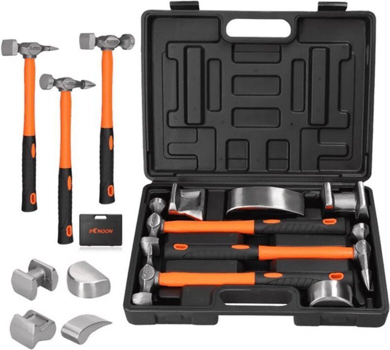 Vtizikl Kit de 7 pièces pour travaux manuels avec marteau et chariot pour réparation de panneaux de carrosserie de voitu...