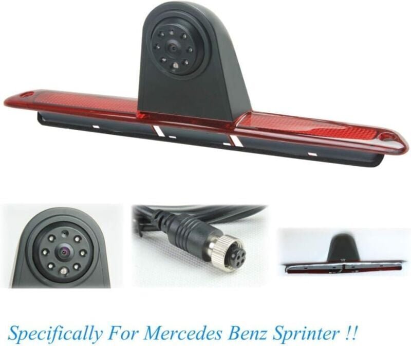 ZVD 7 Zoll Bremslicht Rückfahrkamera für Mercedes-Benz Sprinter/Vw Crafter Vans LED-Licht Parkplatz (mit Monitor), Schwa...