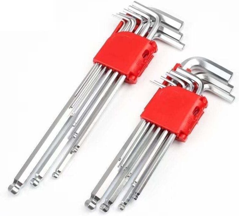 YMYNY 2 Sets 18-teiliger Inbusschlüssel mit Kugelkopf, 1,5–10 mm, metrisch und imperial, versetzter Sechskantschlüssel m...