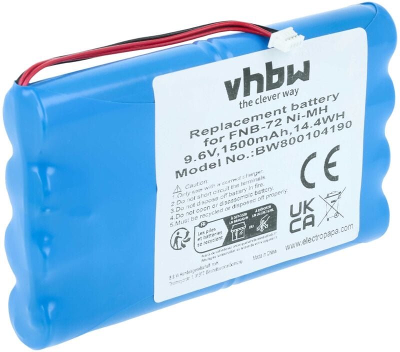 Vhbw - Akku kompatibel mit Vertex FT-817, FT-817ND Funkgerät, Walkie Talkie (1500mAh, 9,6V, NiMH)