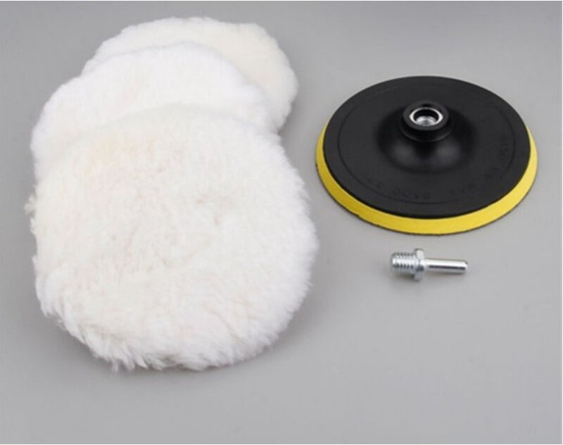 Selbstklebende Polierscheibe, 5-Zoll-Wollschwamm zum Reinigen und Polieren von Autos, 5-teiliges Rundscheiben-Set