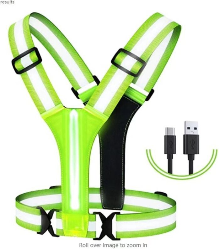 LED-Lauf-Reflektorweste, wiederaufladbare LED-Rad-Reflektorweste, verstellbares reflektierendes Geschirr, Unisex-Fluores...