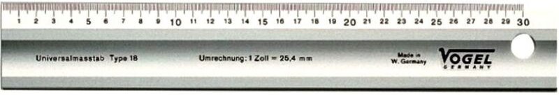 Lineal, Aluminium, mit Fase, Länge 300 mm, Querschnitt 50 x 5 mm Vogel 1795300030