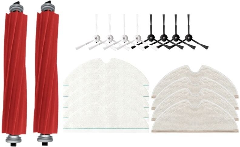 19-teiliges abnehmbares Hauptseitenbürsten-Mopptuch-Zubehörset für Roborock T8/Q7 Max/Max+ Staubsaugerteile
