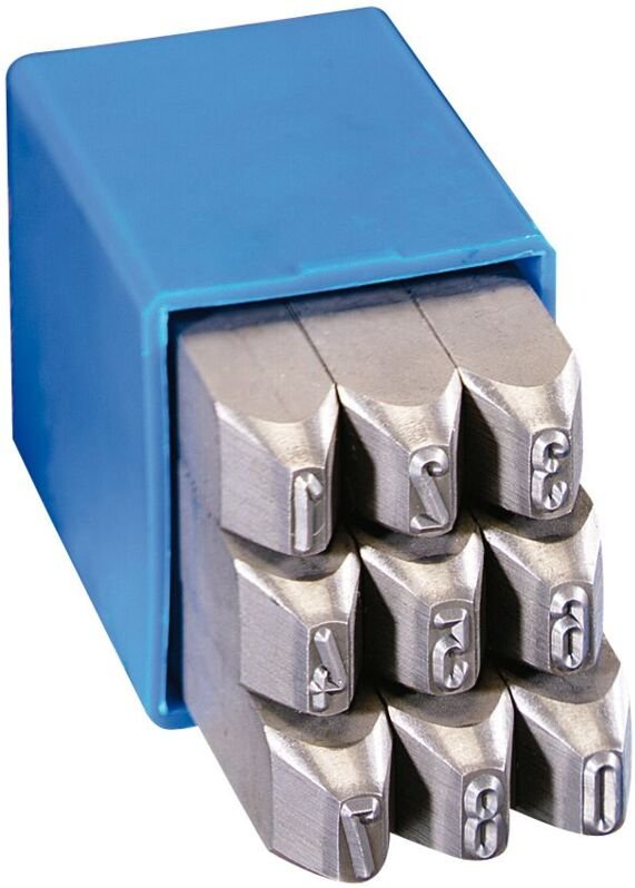 Gravurem - Schlagzahlen Stanzset DIN7353 Zahlenstanzer Schlagstempel 0-9 Schrifthöhe 3 mm