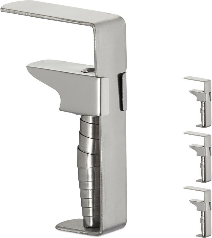 4er Set Tischklammern, verstellbare Tischdeckenklammern für dicke Tische, Edelstahl, bis 4,2 cm Stärke, silber - Relaxda...