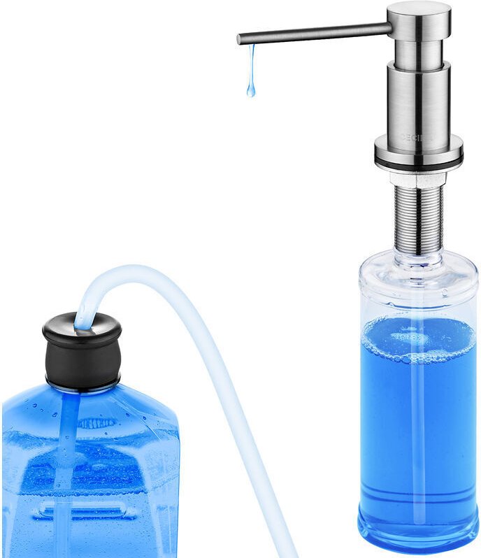 Gebürsteter Einbau-Seifenspender für die Küche, Spülmittelspender mit 300-ml-Flasche und 1,2 m langem Verlängerungsschla...