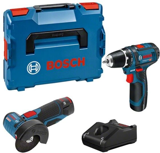 Bosch - Combo Kit Set mit 2 12V-Werkz.: gsr 12V-15+ gws 12V-76 +2x2.0Ah + gal 12V-40 (l)