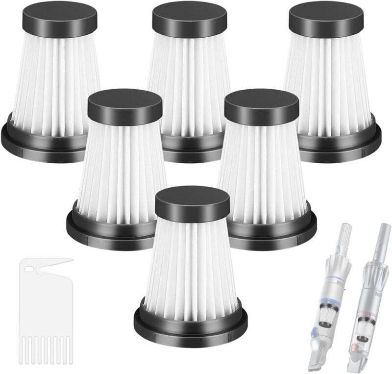 6er-Pack HEPA-Filter für kabellosen Staubsauger moosoo K12, K12 Pro, K13, für Genius Invictus One 1.0 X7, 2.0, Staubsaug...