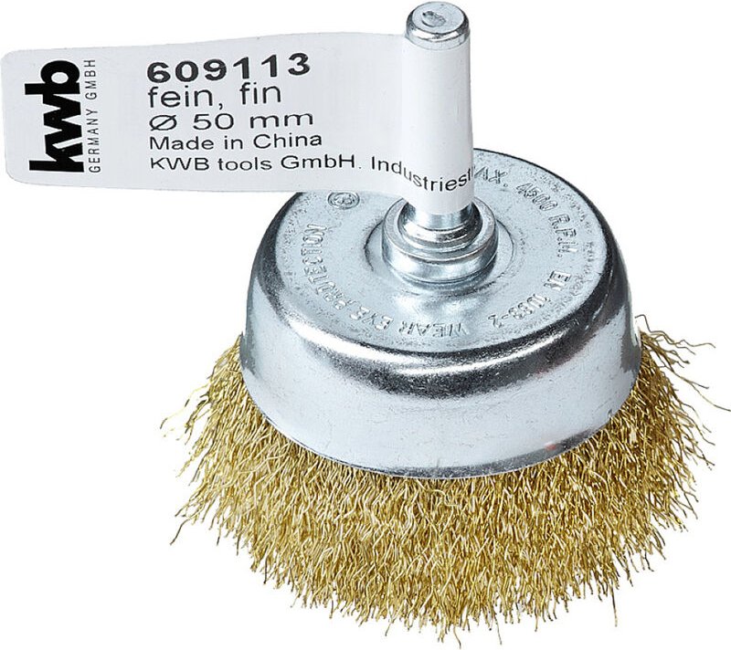 KWB - Topfbürste, gewellter Messingdraht, für Einsatz mit Bohrmaschinen und Akkuschraubern 609113 1 s
