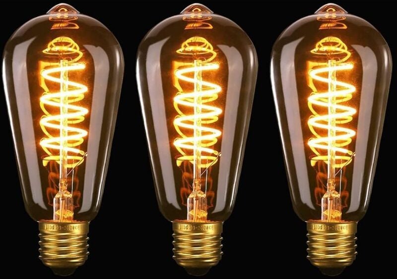 E27 LED ST64, 4 W, spiralförmig, flexibel, gebogen, LED-Filament, E27, dekorative antike Glühbirne, Warmweiß 2200 K, ent...