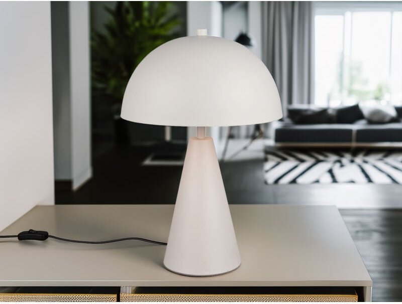 Große led Tischleuchte in Pilzform aus Metall Hellgrau, Höhe 43cm