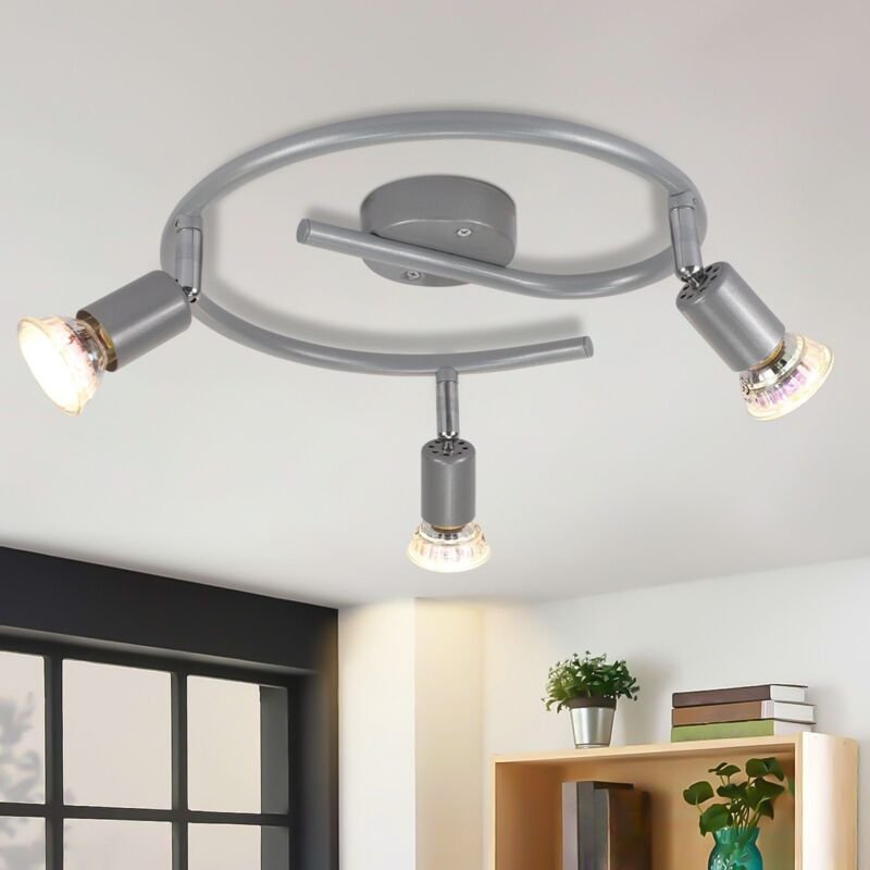Thumbnail - Gbly - led Deckenstrahler Schwenkbar GU10 Deckenleuchte Silber Deckenspots 3 Flammig Wandleuchten Bad Deckenlampe Küchen...