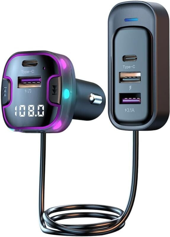 Bluetooth FM-Transmitter fürs Auto, Freisprechfunktion, 5.3 HD-Sound, 5V/3.1A Schnellladung, Musikwiedergabe vom USB-Sti...