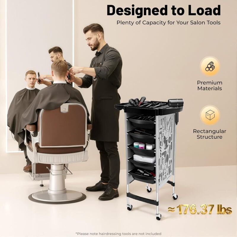 Friseurwagen mit 5 Schubladen 6 Etagen Friseur Rollwagen Friseur Arbeitswagen für Beauty-SPA-Barbershop usw Weiß