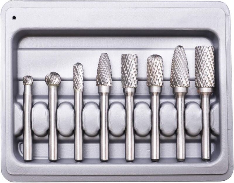 Aiducho - Frässtifte, Doppelschnitt-Wolframfräser, 8-teiliges Doppelschnitt-Wolframstahl-Vollhartmetall-Frässtift-Set, 6...