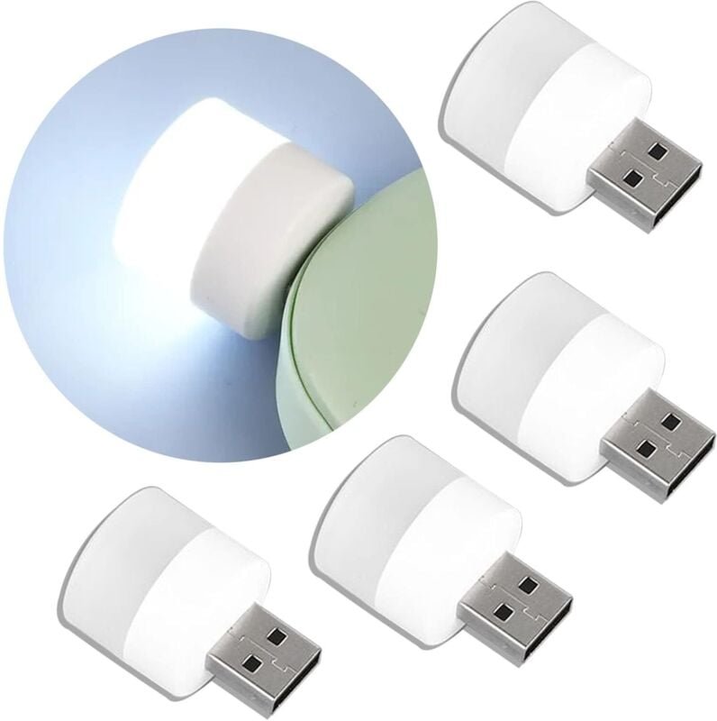 Mini-USB-LED-Nachtlichter, zum Einstecken, kaltweiß, kompakt, ideal für Schlafzimmer, Badezimmer, Flur, Küche (4 weiße G...