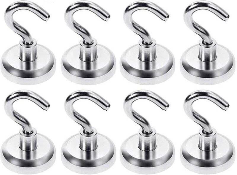 Crochets magnétiques, aimant puissant en néodyme 18 kg Force de traction, pour accessoires de cuisine, 25 mm, paquet de ...