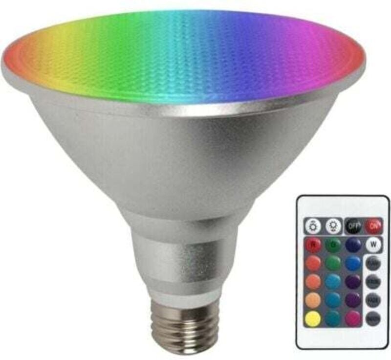 Aougo - Par38 LED-Lampe, Farbwechsel, dimmbar, 30 w, E27, Fernbedienung + RGB-Farben, wasserdichte Innen-/Außenlampe für...