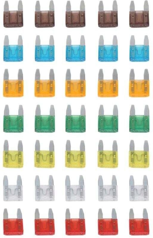 Packung mit 35 Mini-Flachsicherungen (5, 7,5, 10, 15, 20, 25, 30 Ampere) für Kfz-Anwendungen